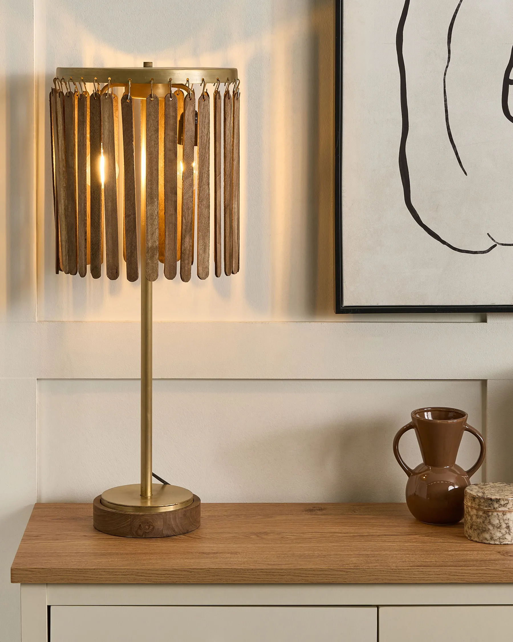 Table Lamp KAVERI Mango Wood Brown_868183