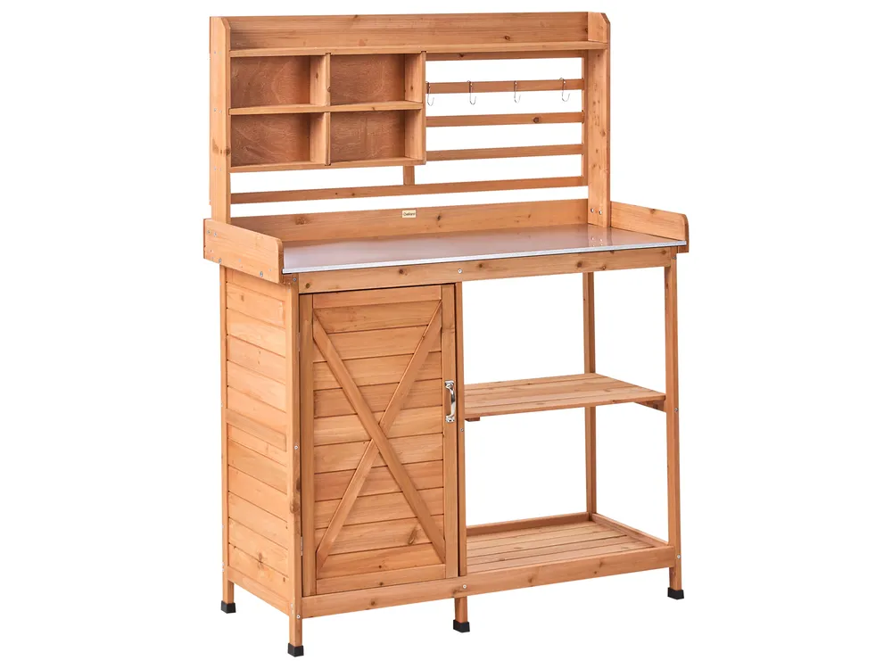 Potting Bench MELDOLA 113 cm 149 cm Fir Wood Light Brown
