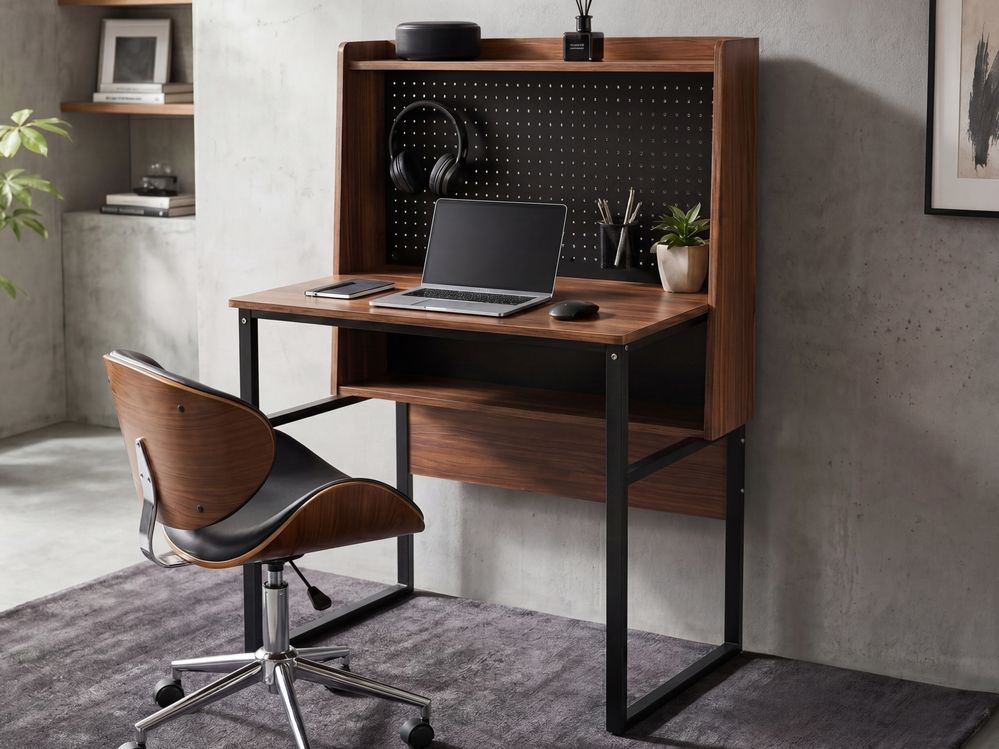 Office Desk with Memo Board BUXTON 84 cm 48 cm Dark Brown