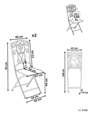 Set med 2 trädgårdsstolar JUINA Fällbar Metall Ljusbeige_1002406