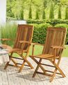 Set of 2 Garden Chairs MAUI Acacia Wood Light Brown
