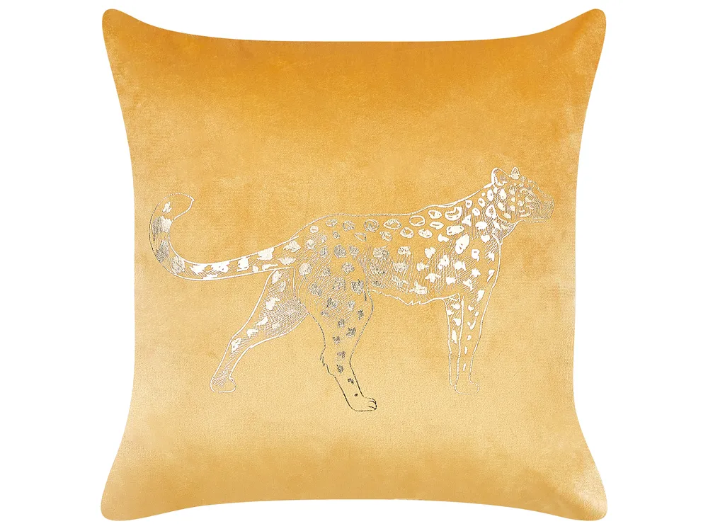 Koristetyynysetti 2 kpl MARULA 45 x 45 cm Sametti Sinapinkeltainen Eläinkuvio_854620