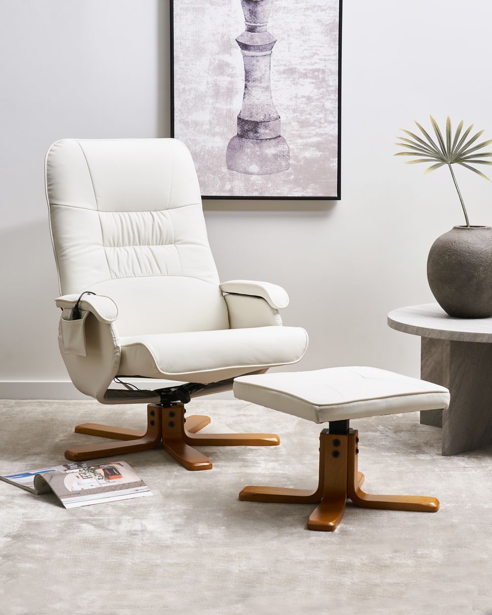 Massage Chair RELAXPRO with Footstool Faux Leather Off-White