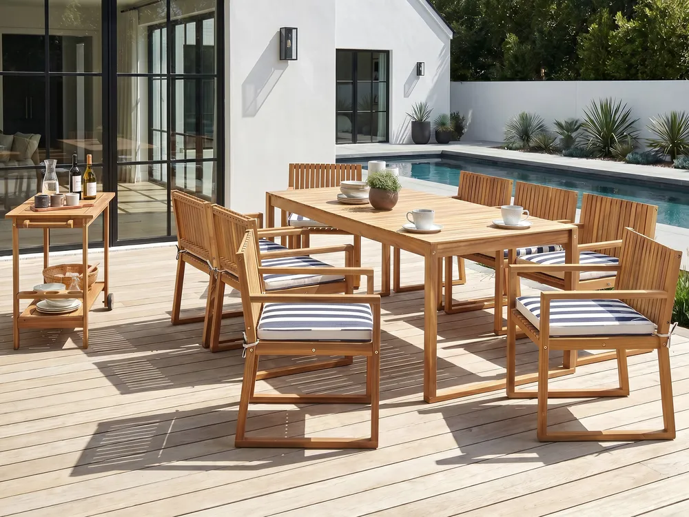 Set of 8 Garden Chair Cushions SASSARI 46 x 46 cm Navy Blue