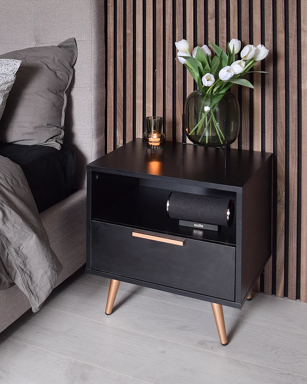 1 Drawer Bedside Table INDIO Black_887192