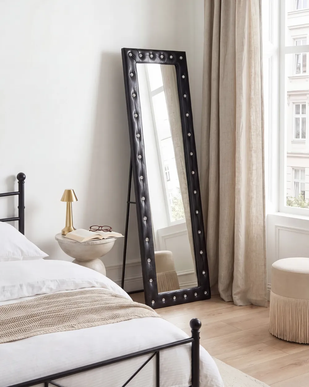Standing Mirror ANSOUIS 150 cm Faux Leather Black_1109338