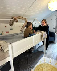Mid Sleeper Bed House Pine Wood DIENNE 90 x 200 cm (EU Single) White_1051606