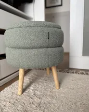 Storage Stool OKATON Boucle Green_975472