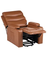 Electric Recliner Chair ETER Faux Leather Golden Brown_1074010