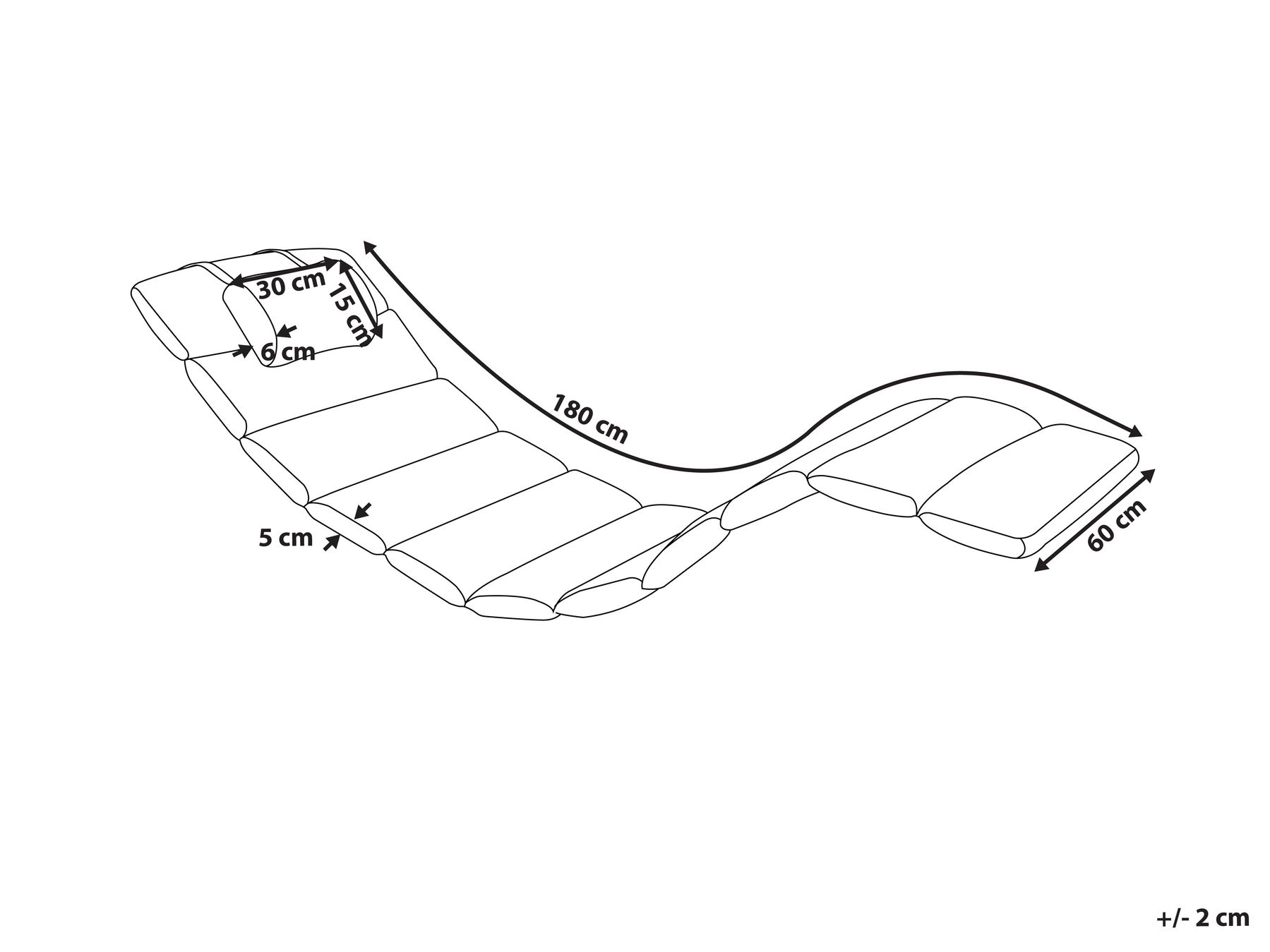 Sun Lounger Pad Cushion BRESCIA PREMIUM 180 x 60 cm Off-White_1065034