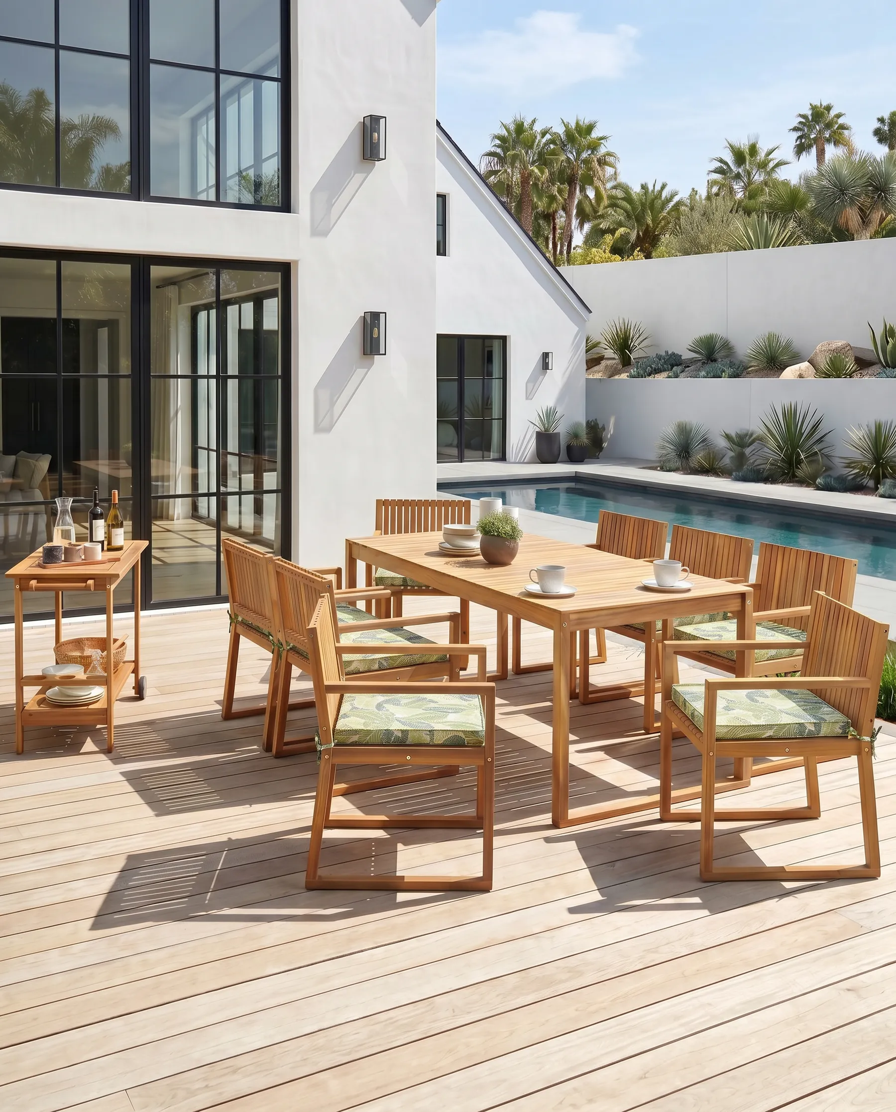 Set of 8 Garden Chairs with Cushions SASSARI II Certified Acacia Wood Green_923944