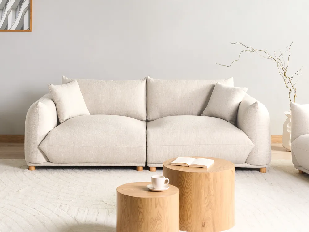Sofa 3 Seater LUVOS Fabric Light Beige