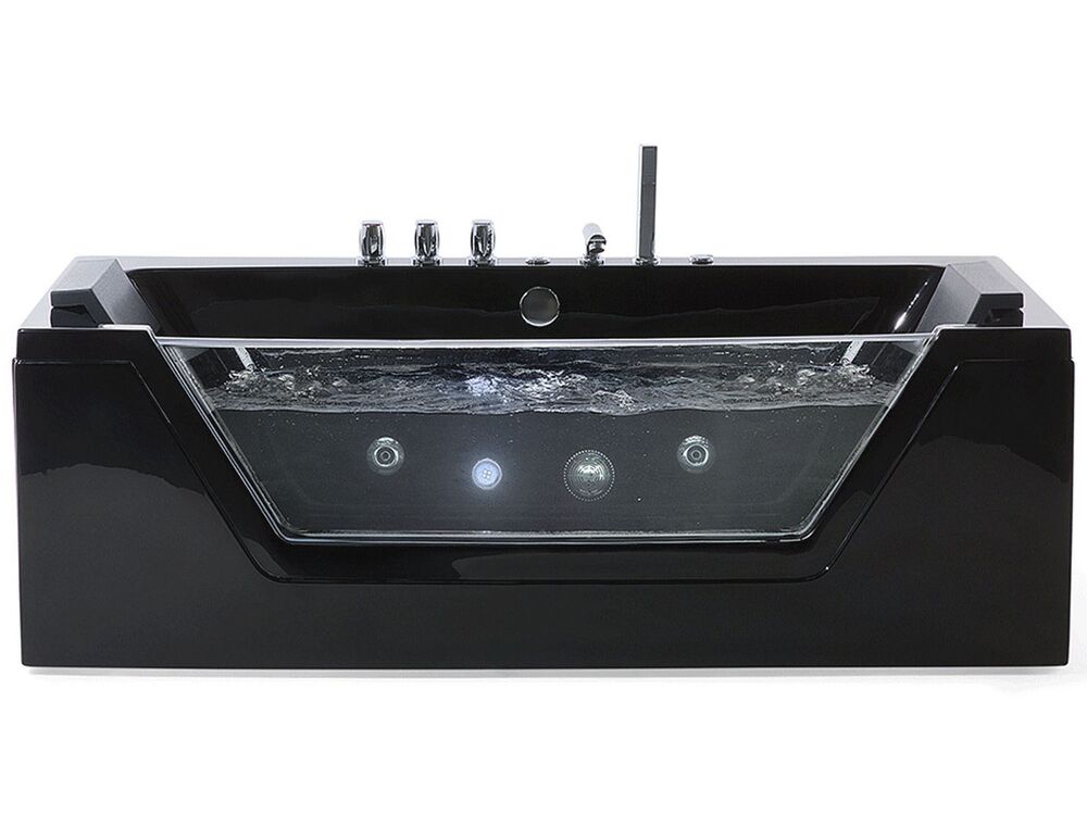 Kulmaporeamme LED-valolla SAMANA 174 x 79 cm Musta