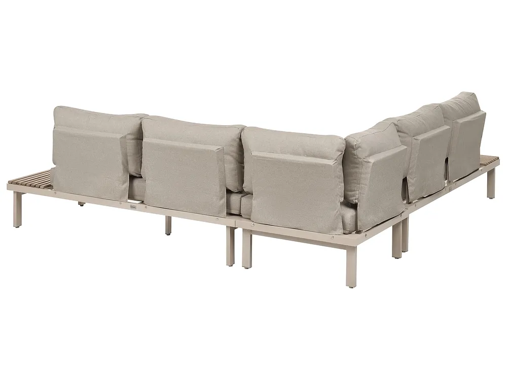Trädgårdshörnsoffa med bord 5-sits FIVIZZANO Akaciaträ Beige_1159262