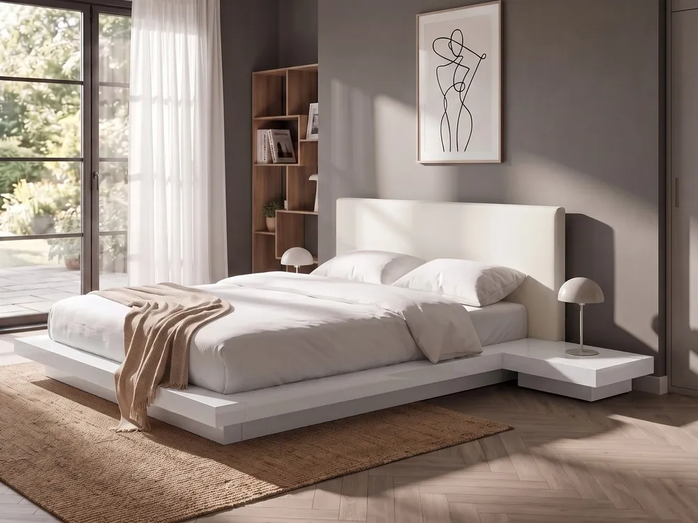 Waterbed Faux Leather ZEN 160 x 200 cm (EU King Size) White