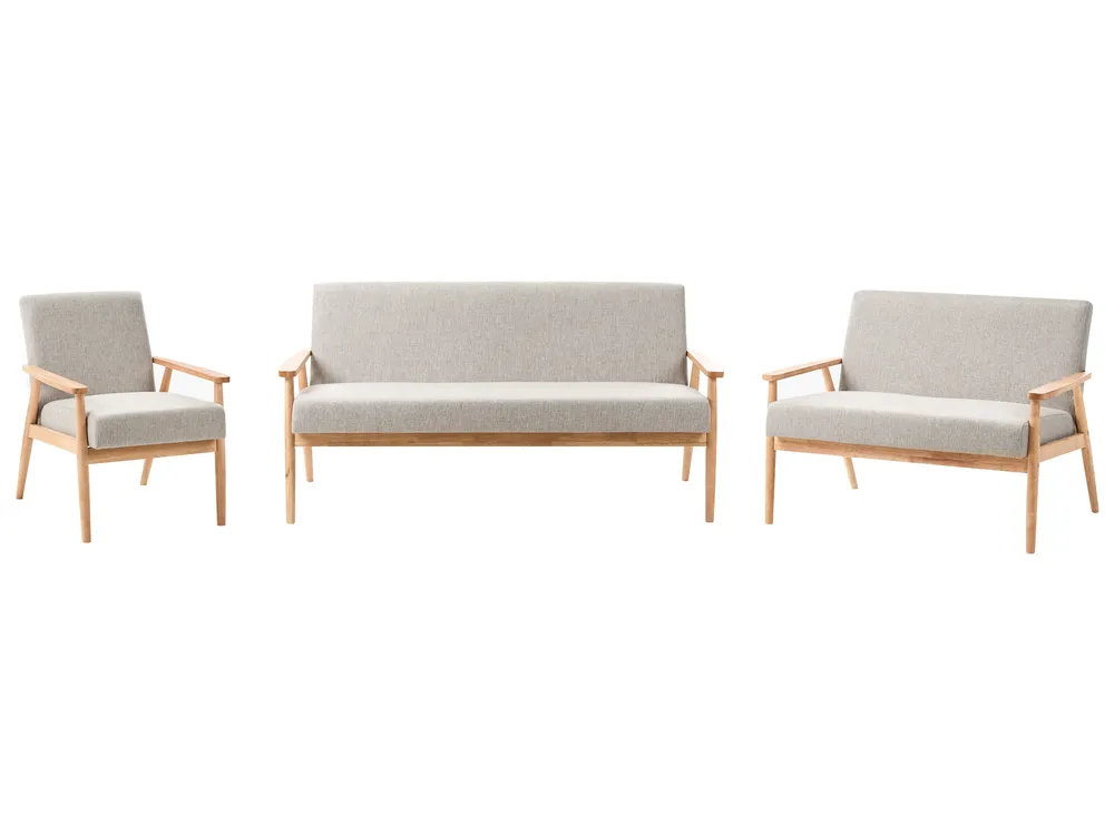 Living Room Set 6 Seater ESRUM Fabric Light Brown/ Grey