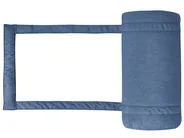 Sun Lounger with Cushion CESANA PREMIUM Reclining Acacia Wood Blue_1070548
