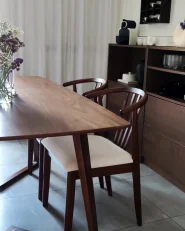 Ruokatuolisetti 2 kpl CRAIG puu Tummanruskea/beige_957821