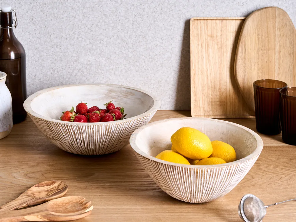 Set of 2 Bowls SIWA Mango Wood Light Brown