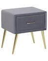 1 Drawer Bedside Table FLAYAT Velvet Grey
