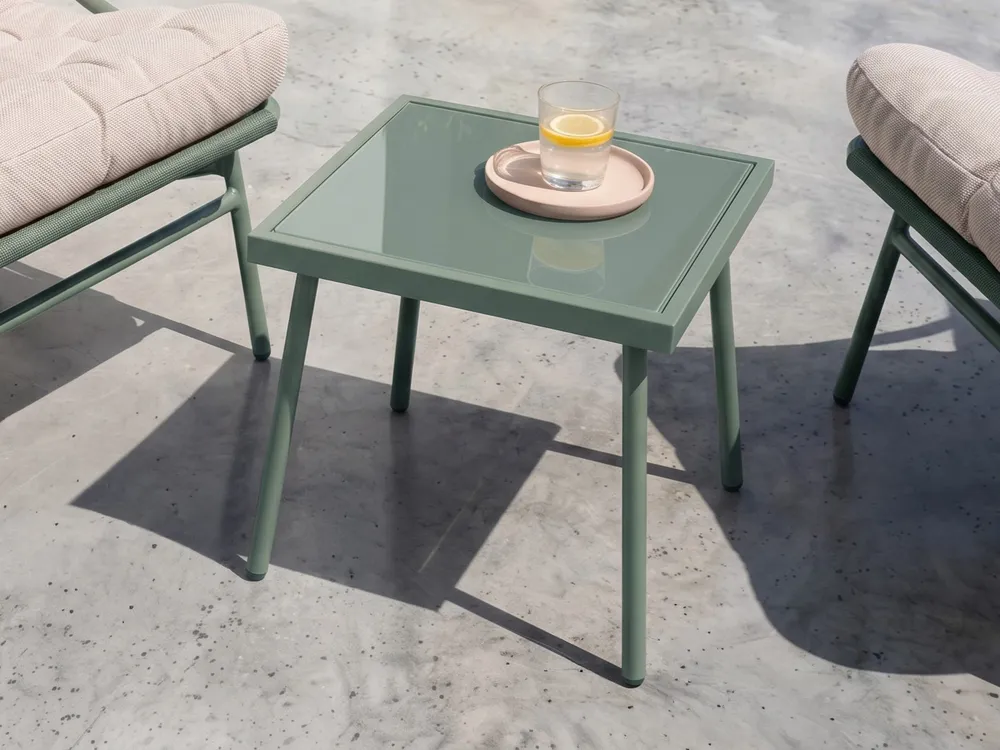 Garden Lounge Set with Table 2 Seater MOLVENO Metal Beige/ Green_1069300