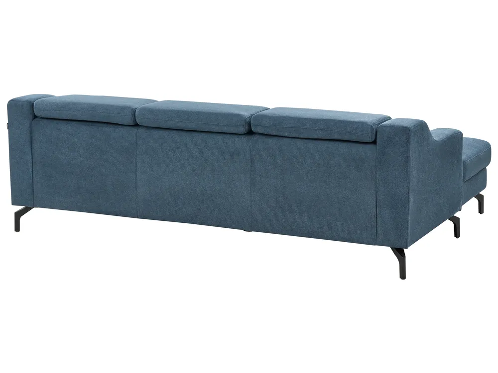Corner Sofa 4 Seater GLOSLI Chenille Blue Right Hand_915430