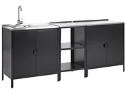 3 Piece Outdoor Kitchen Set with Sink VILAMA Black Metal_872590