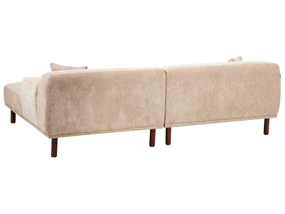 Corner Sofa 3 Seater HOLT Fabric Beige Left Hand_960582