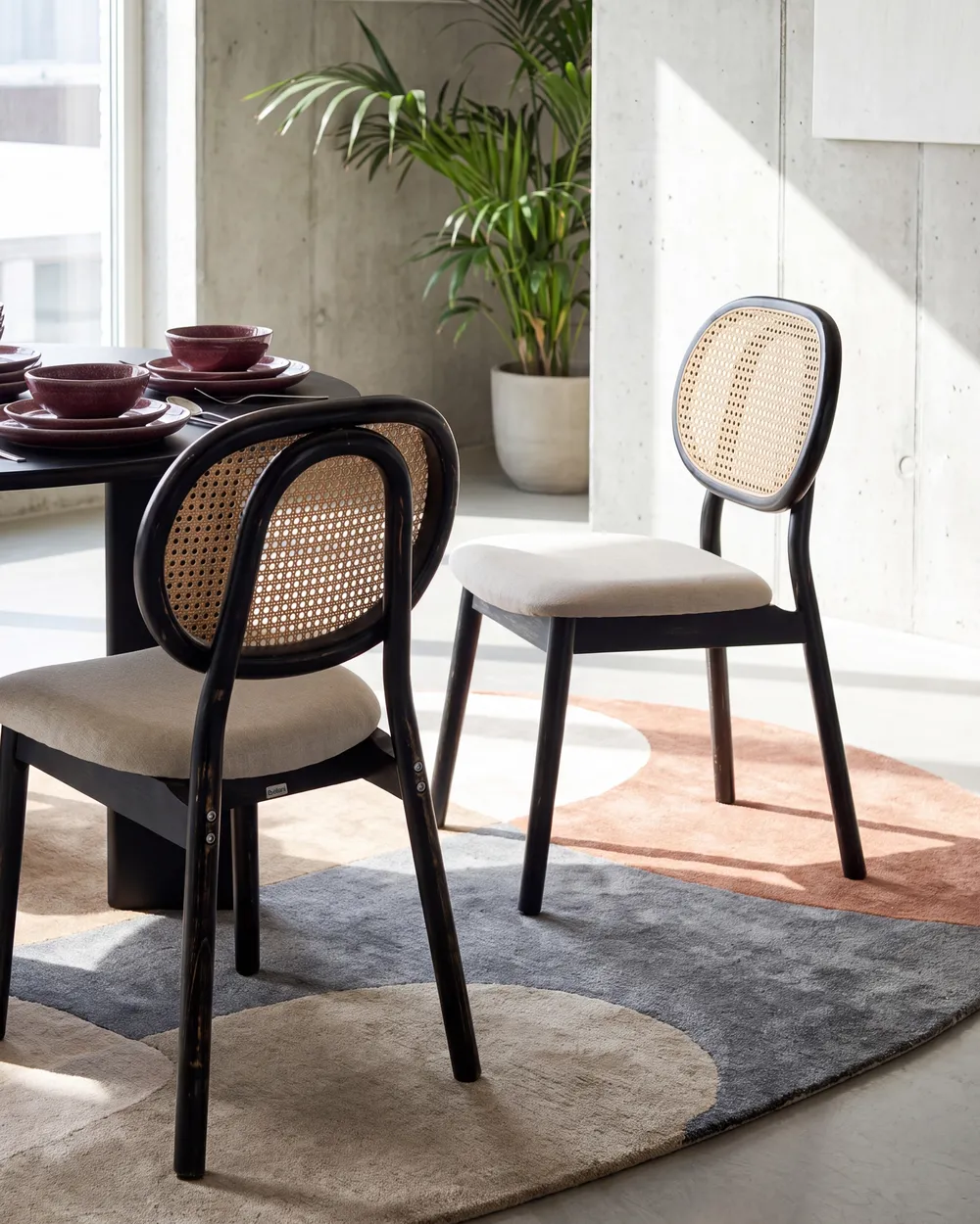 Set of 2 Chairs GAVIOTA Wood Black/ Beige_1095780