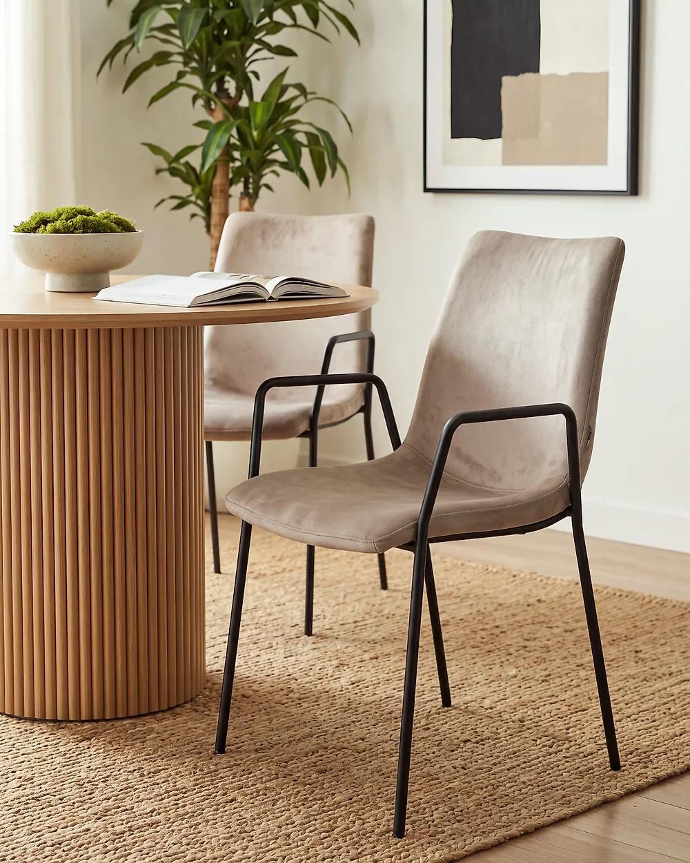 Set med 2 matstolar JEFFERSON Sammet Taupe_1174987