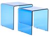 Set of 2 Side Tables KENDALL Tempered Glass Blue