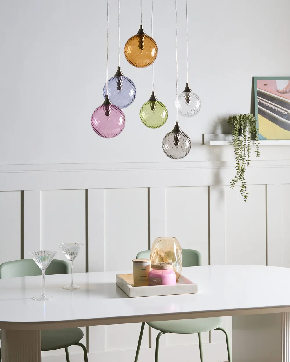 6 Light Pendant Lamp TUDDI Glass Multicolour_1033890