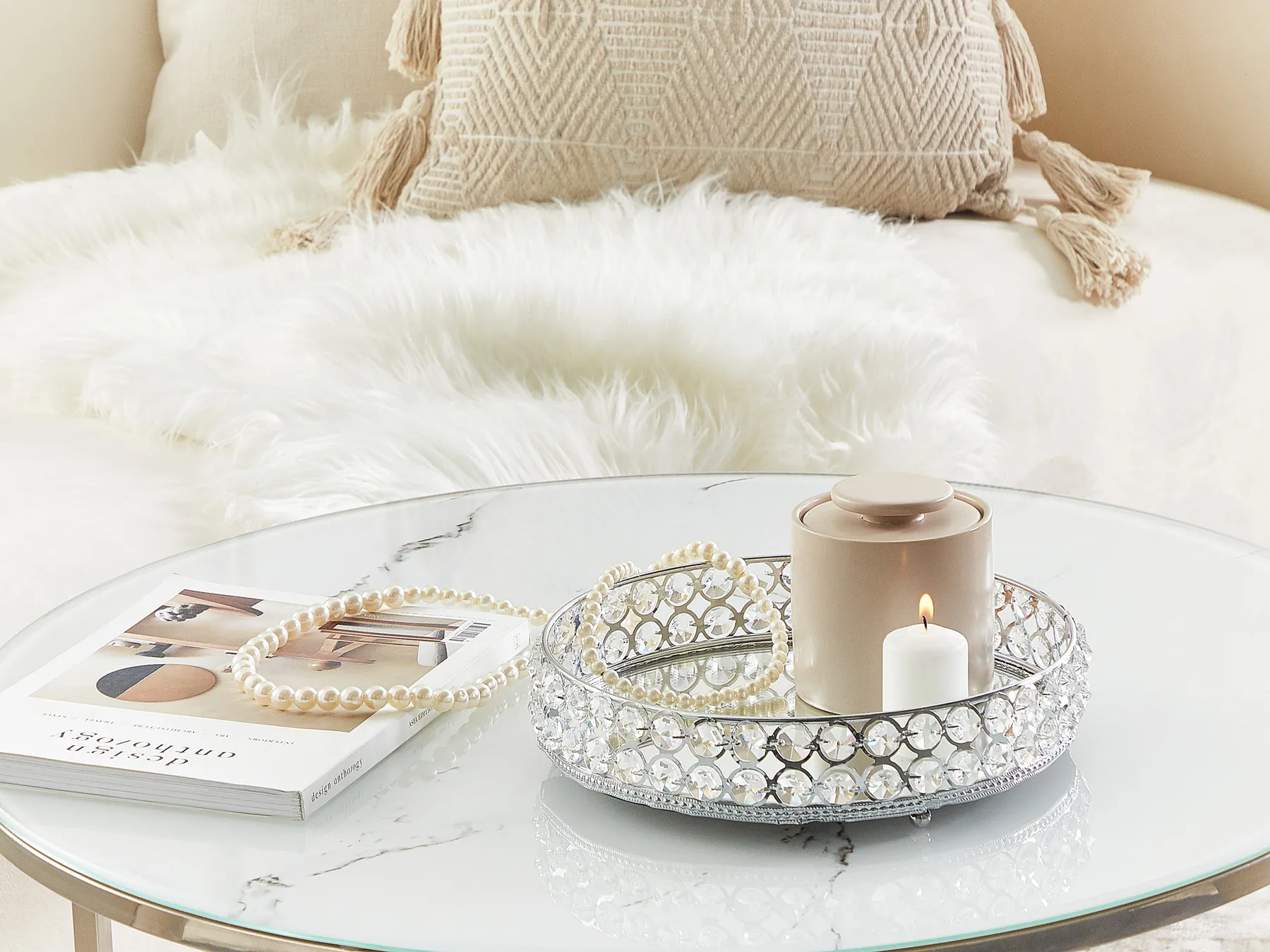 Decorative Tray VATAN Glass Silver_817707