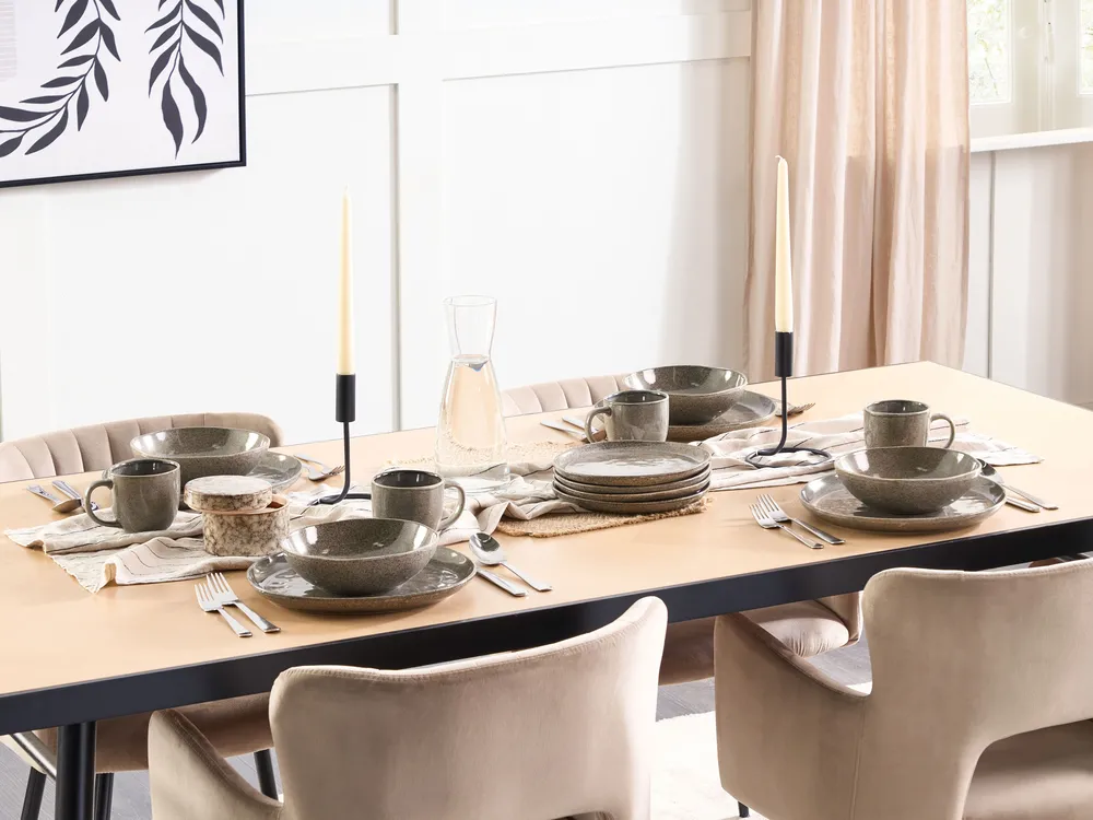 Set med 8 assietter COSTMARY Stengods Grå_986571