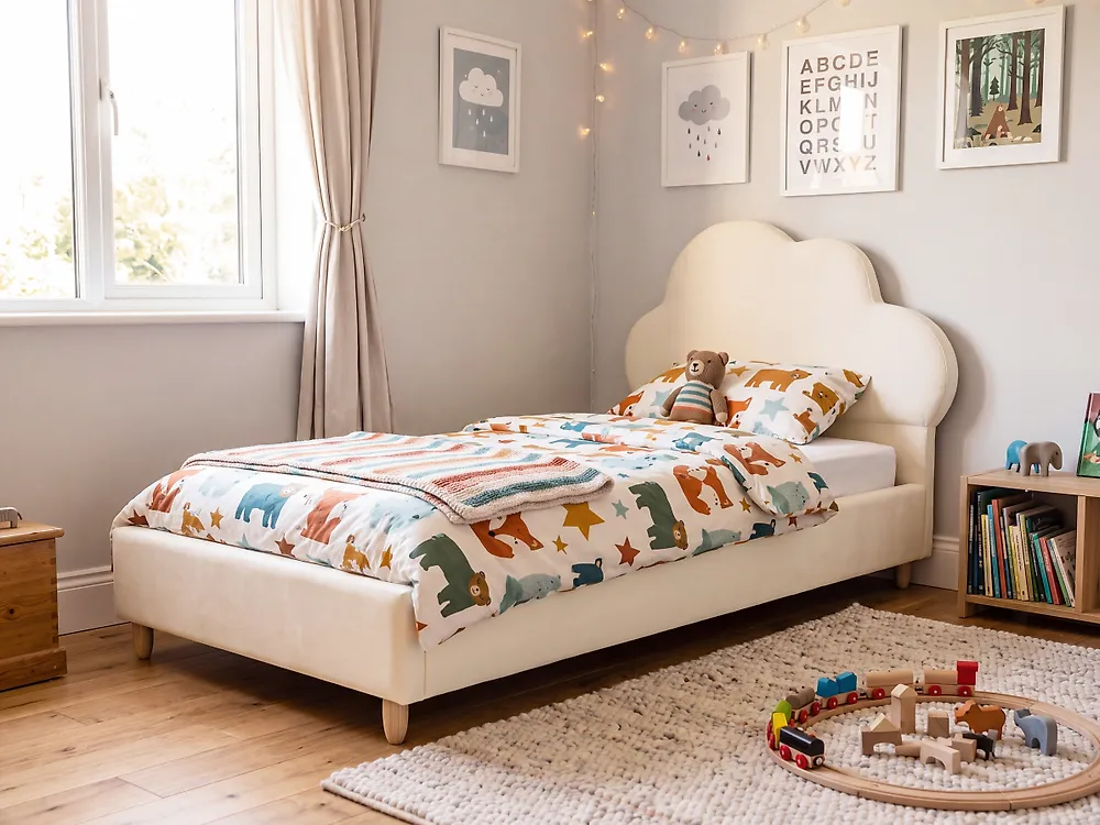 Barnsäng Moln Sammet BELLEVUE 90 x 200 cm Ljusbeige_1175110