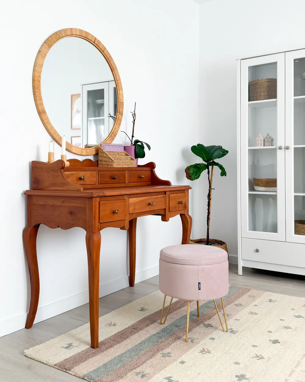 Wall Mirror ANLEZY 80 cm 80 cm Rattan Natural_1047371