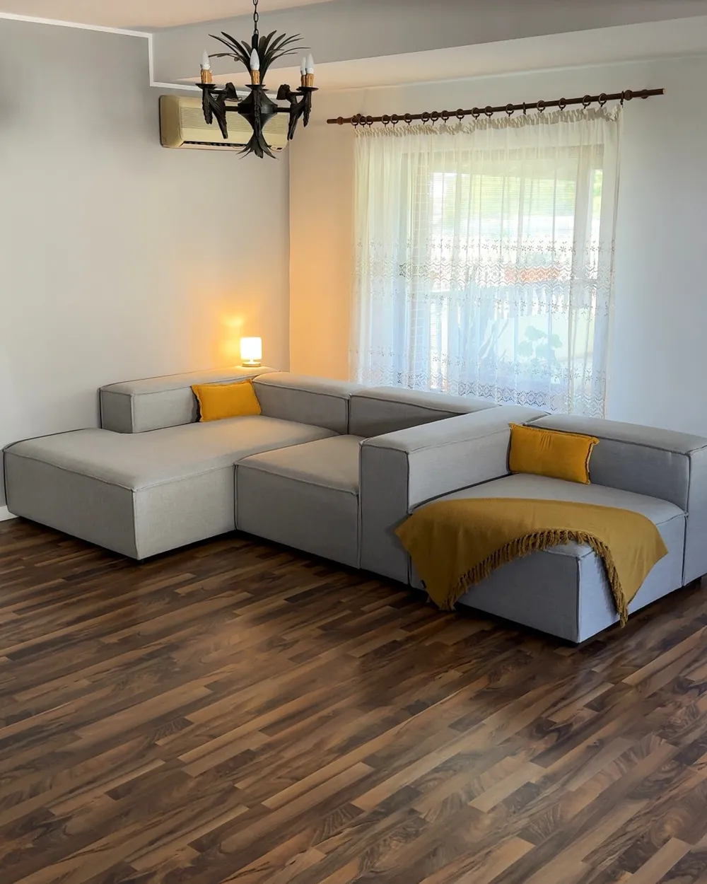 Modular Corner Sofa 4 Seater ARDAL Fabric Light Grey Right Hand_1017848
