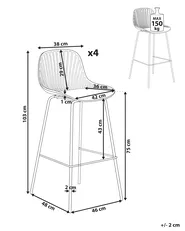 Set of 4 Bar Chairs KLEVE White_1013746