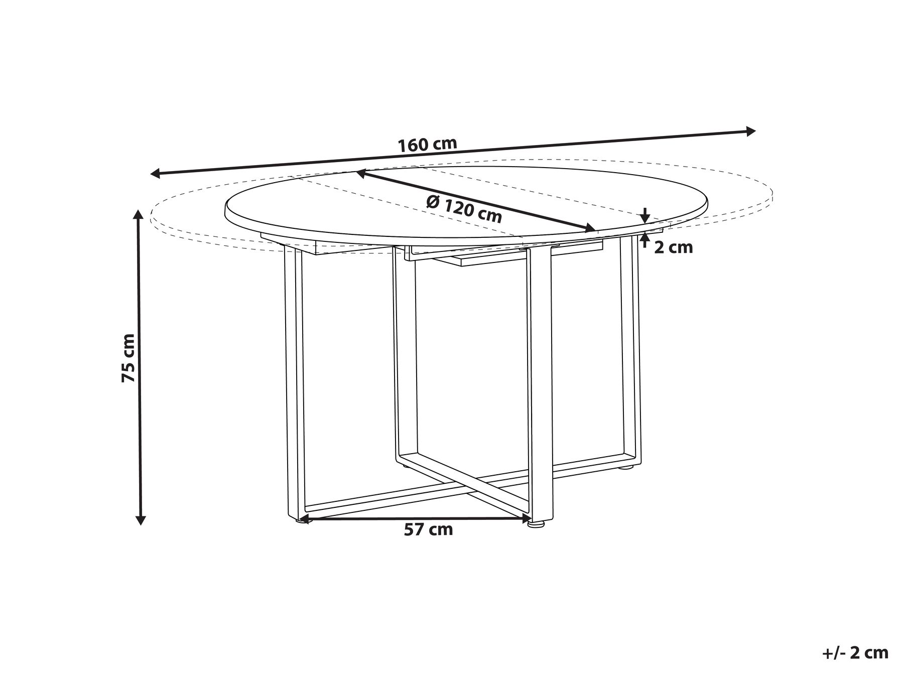 Dining Table ALEXANDRINA Brown 120/160 cm 120 cm_1029449