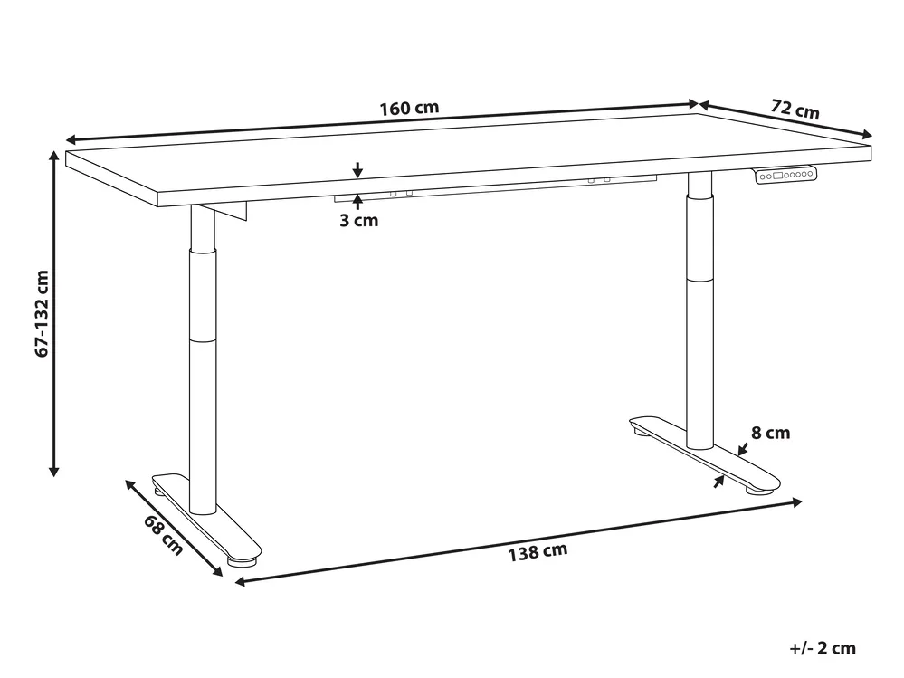 Electric Adjustable Standing Desk DESTINAS 160 cm 72 cm Black/ White_899581