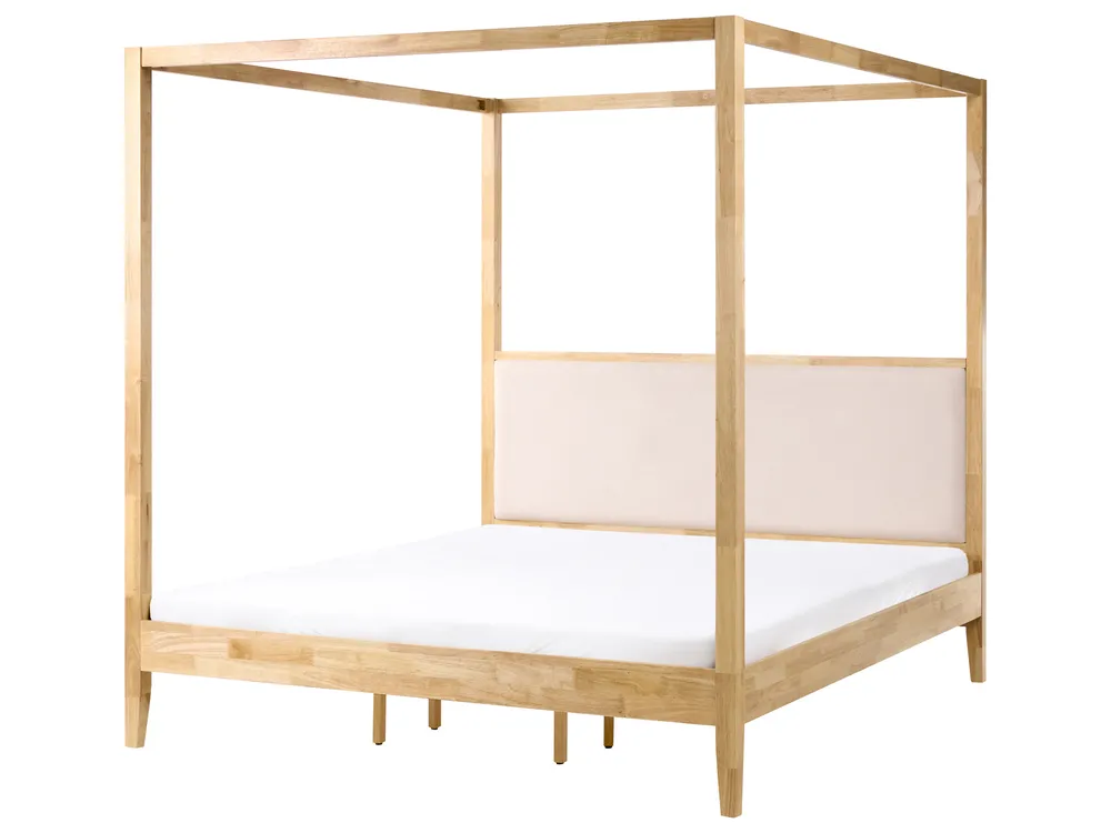 Wooden Canopy Bed Light Brown HAILLICOURT Various Sizes