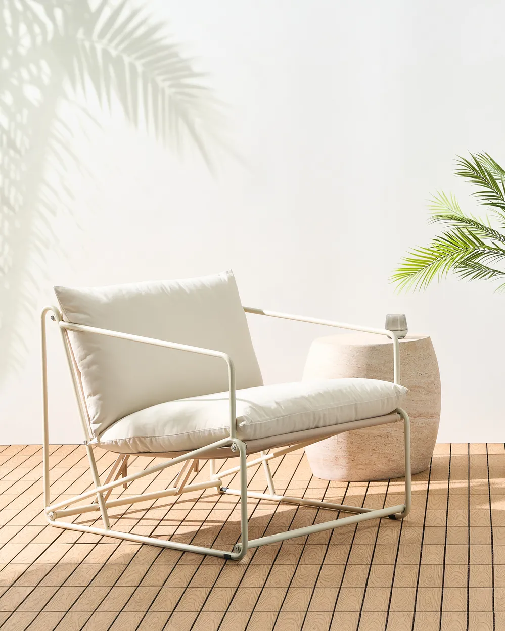 Puutarhatuoli pehmusteella PONTE Metalli Vaaleanbeige_1013282