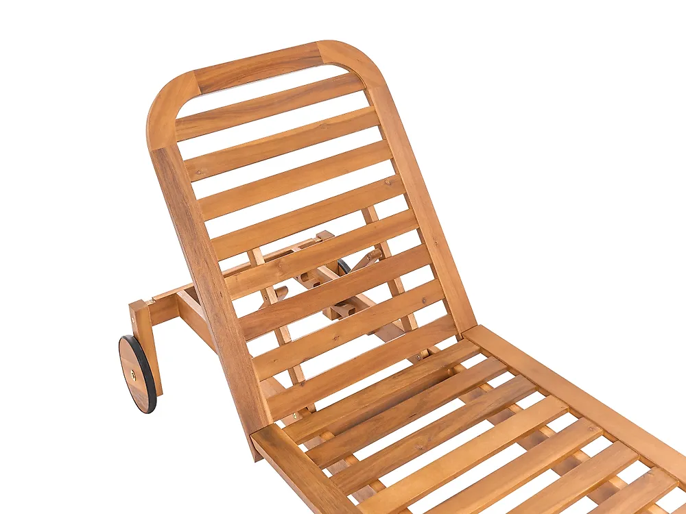 Sun Lounger with Cushion LATERZA  Reclining Certified Acacia Wood White_1165859