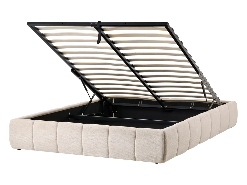 Ottoman Bed without Headboard GENAS Fabric Light Beige 140 x 200 cm (EU Double)