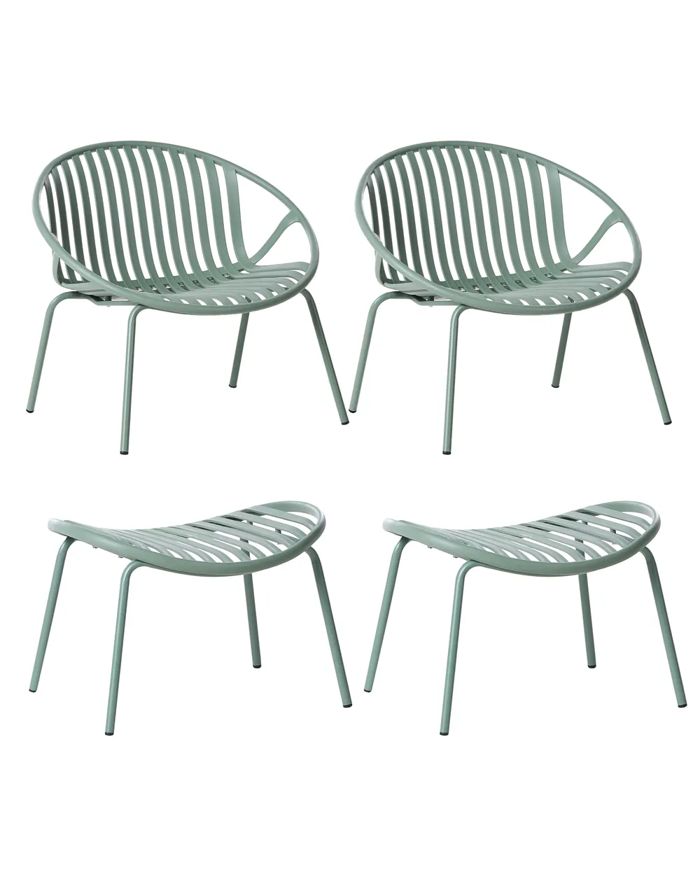 Set of 2 Garden Chairs CASPERIA with Footstool Green