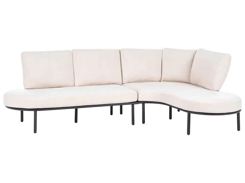 Garden Sofa with Table 4 Seater POLLINA Metal Black_1078916