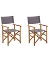 Set of 2 Garden Chairs CINE Acacia Wood Grey