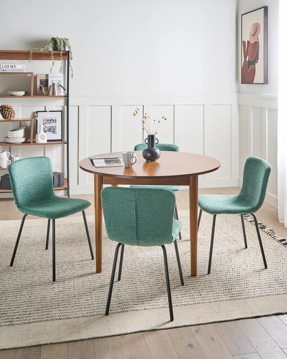 Set of 4 Dining Chairs CALDWELL Fabric Green