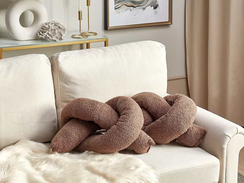 Sett med 2 pynteputer GLADIOLUS 172 x 14 cm Bouclé Brun Ensfarget_1187935