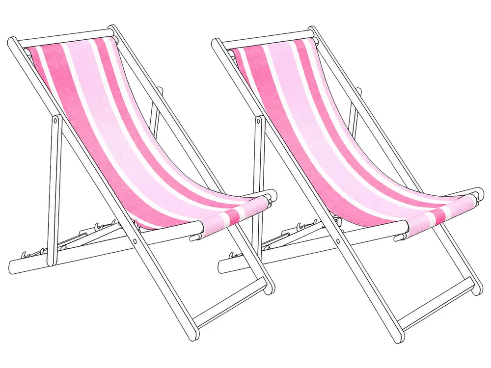 Set of 2 Sun Lounger Replacement Fabrics ANZIO/AVELLINO 113 x 44 cm Pink